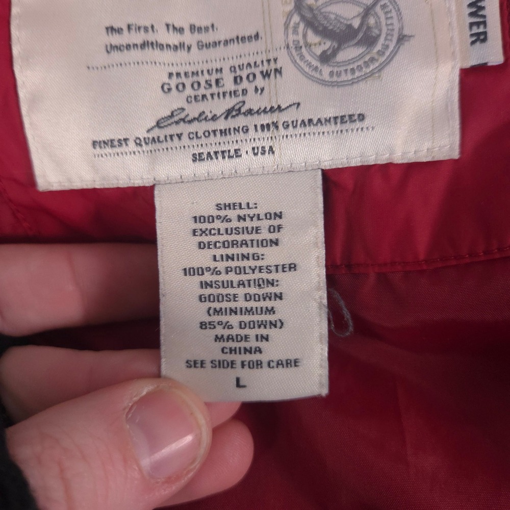 Eddie Bauer Jacket Womens L Red Puffer Diamond Quilted 700 Fill Power Goose Down - Picture 6 of 12